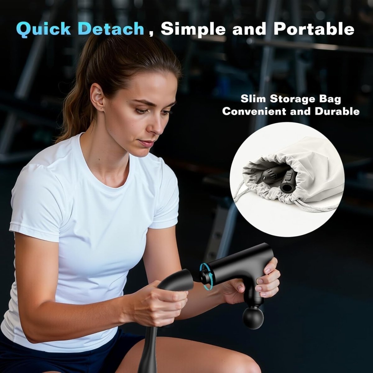 Massage Gun Deep Tissue 3in1 Handle Quiet Full Body Muscle Recovery Tool - Kwikley