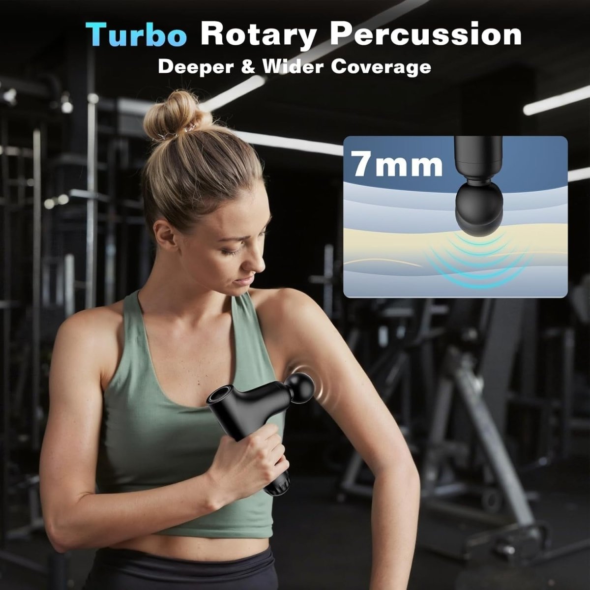 Massage Gun Deep Tissue 3in1 Handle Quiet Full Body Muscle Recovery Tool - Kwikley