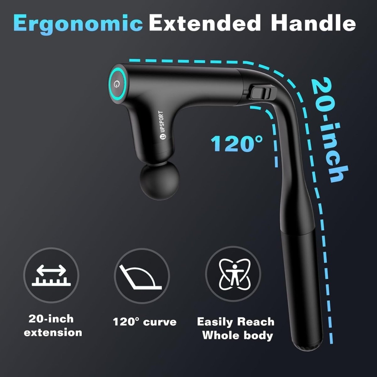 Massage Gun Deep Tissue 3in1 Handle Quiet Full Body Muscle Recovery Tool - Kwikley