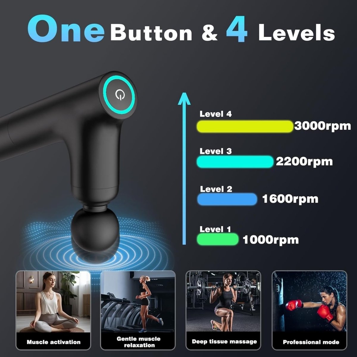 Massage Gun Deep Tissue 3in1 Handle Quiet Full Body Muscle Recovery Tool - Kwikley