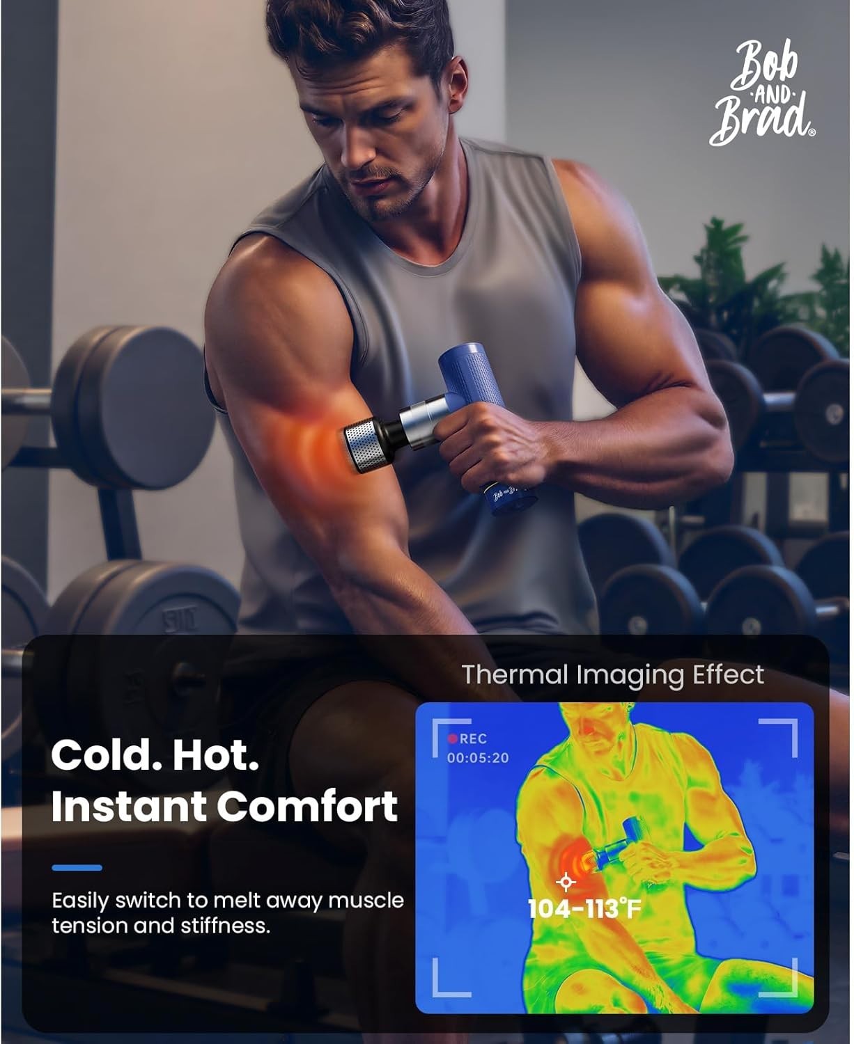 Massage Gun with Heat & Cold Therapy, Deep Tissue, Quiet, 3200 RPM - Kwikley