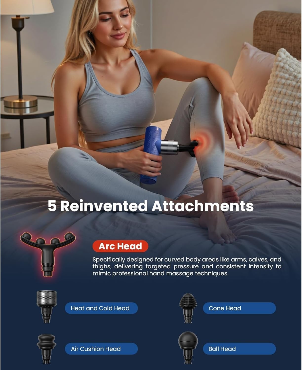 Massage Gun with Heat & Cold Therapy, Deep Tissue, Quiet, 3200 RPM - Kwikley