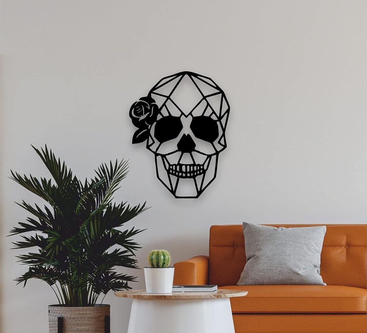 Matte Black Skull Wall Art Metal Sculpture 3D Gothic Home Decor - Kwikley