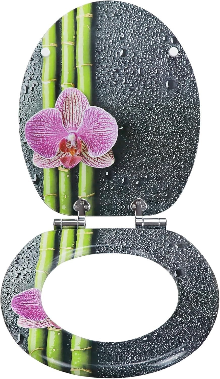 MDF Toilet Seat Wooden Soft Close Adjustable Hinges Durable 43.5×37.5cm - Kwikley