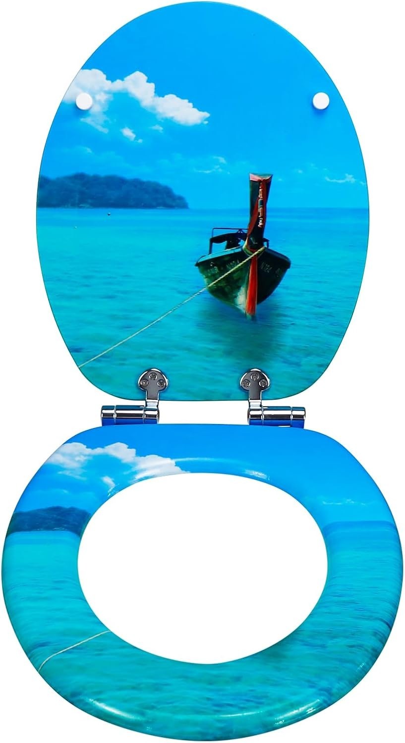 MDF Wooden Soft Close Toilet Seat Durable O Shape 43.5x37.5cm - Kwikley
