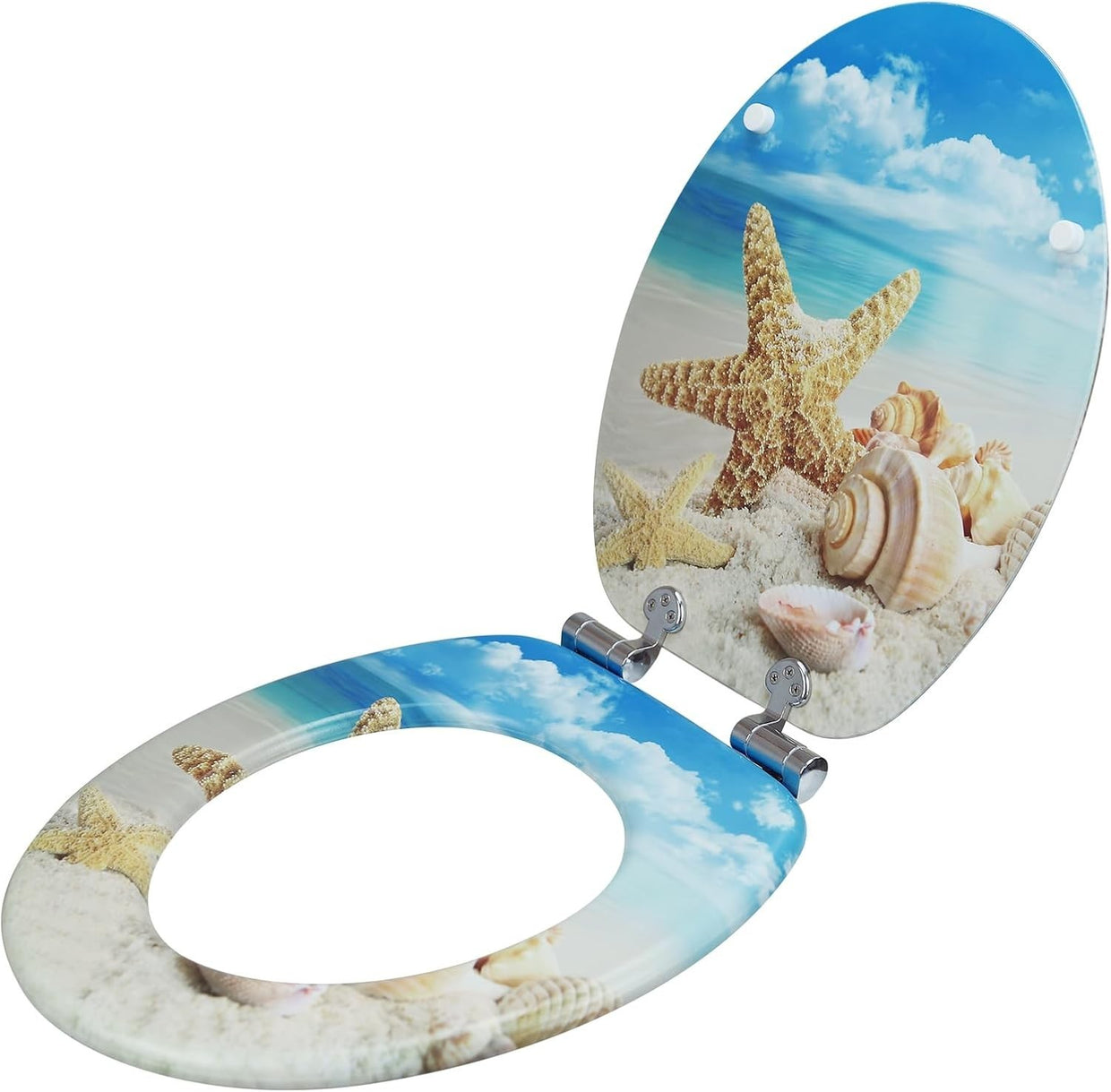 MDF Wooden Soft Close Toilet Seat Durable Patterned O Shape 43.5x37.5cm - Kwikley