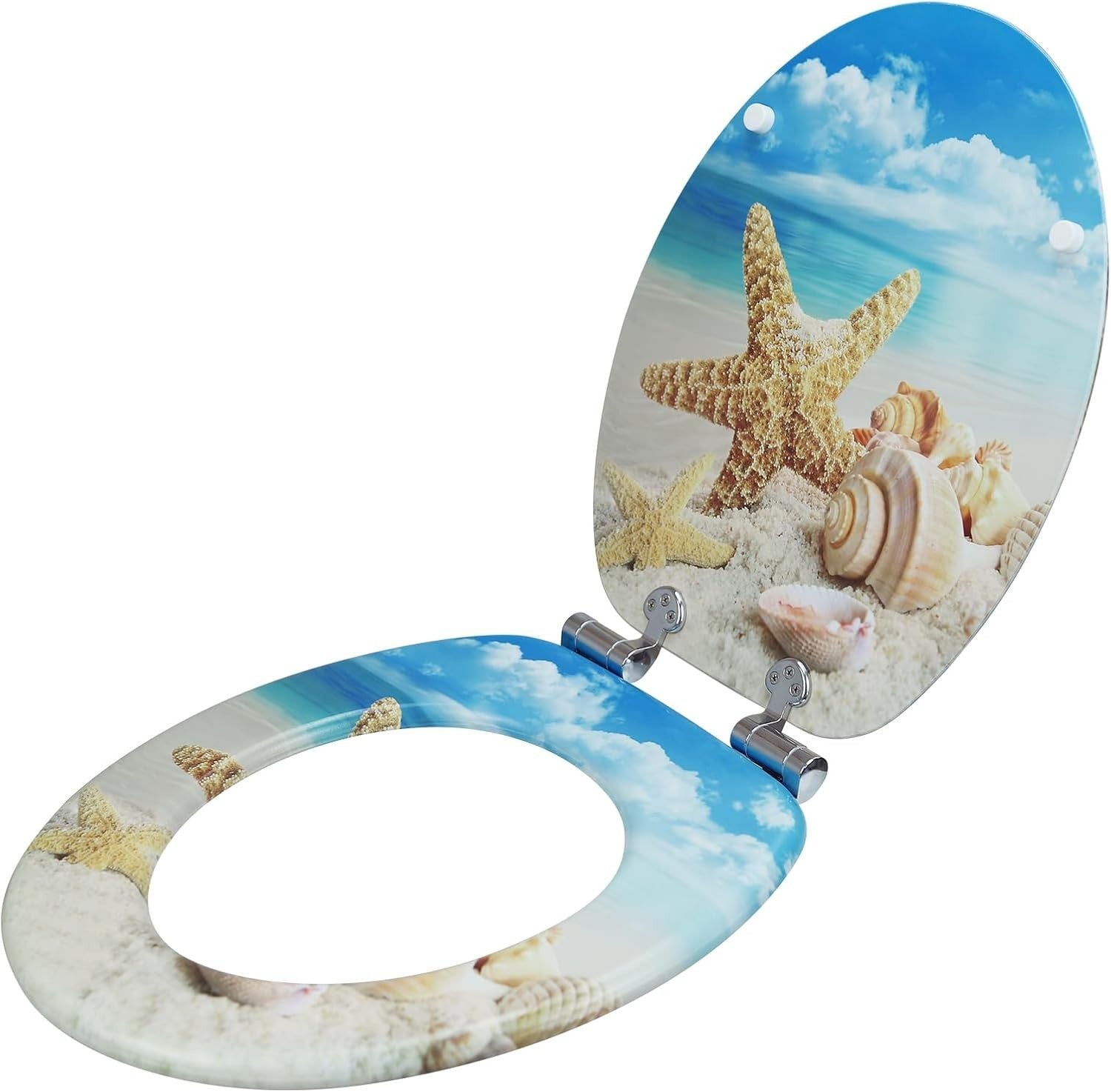 MDF Wooden Soft Close Toilet Seat Durable Patterned O Shape 43.5x37.5cm - Kwikley
