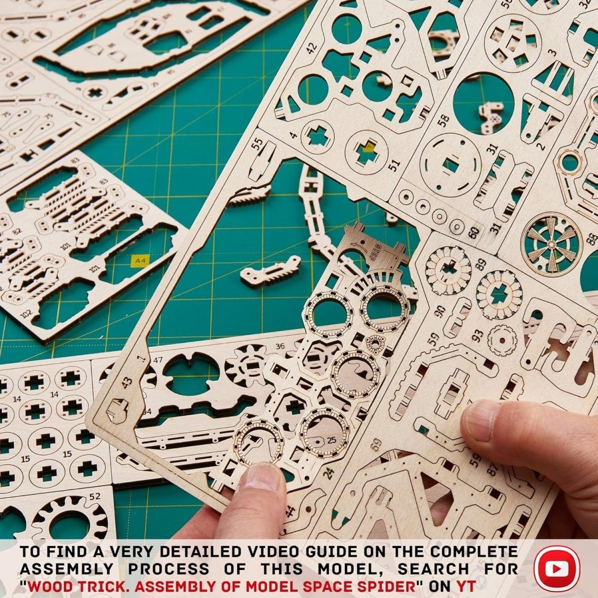 Mechanical Spider 3D Wooden Puzzle Kit 245PCS Rubber Band Powered DIY - Kwikley