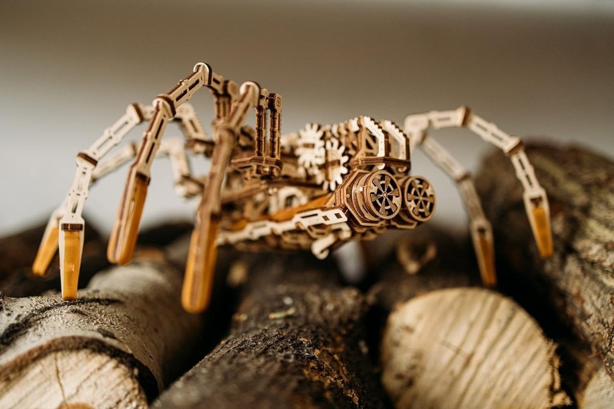 Mechanical Spider 3D Wooden Puzzle Kit 245PCS Rubber Band Powered DIY - Kwikley