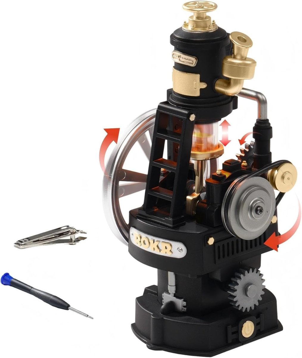 Mechanical Thermo Engine 3D Puzzle Kit Steampunk Model with Lights - Kwikley