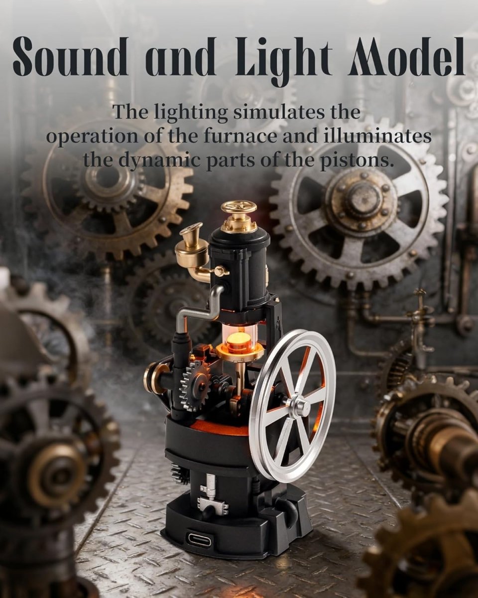 Mechanical Thermo Engine 3D Puzzle Kit Steampunk Model with Lights - Kwikley