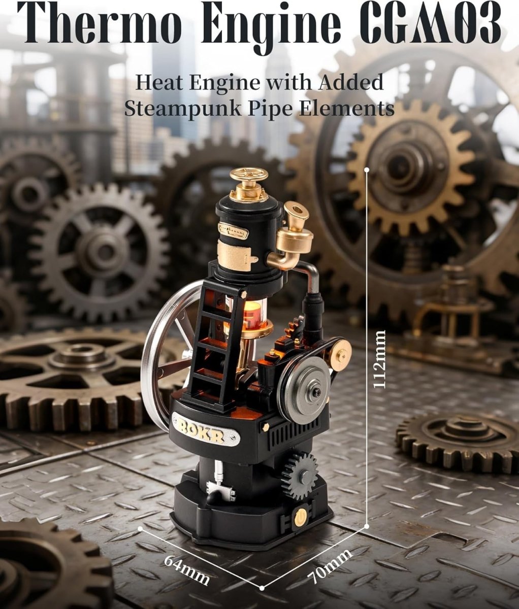 Mechanical Thermo Engine 3D Puzzle Kit Steampunk Model with Lights - Kwikley