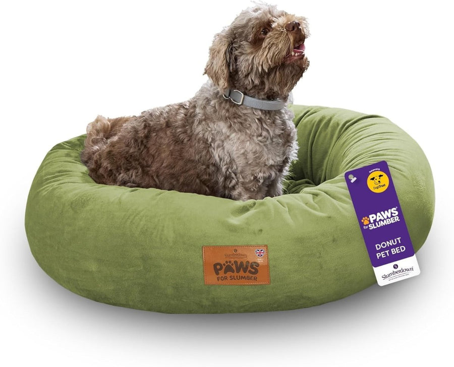 Medium Calming Donut Dog Bed 65cm Washable Non Slip - Kwikley