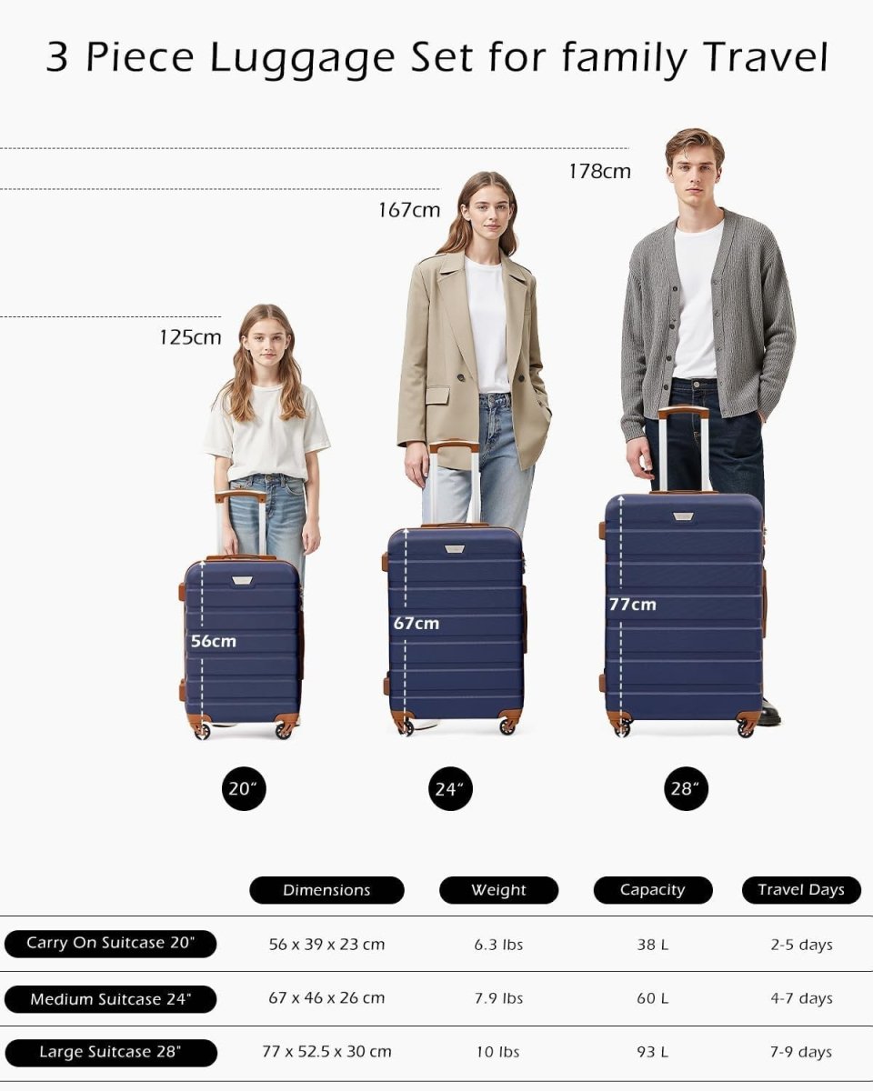Medium Checked Suitcase 24 Inch Lightweight Hard Shell TSA Spinner Wheels - Kwikley