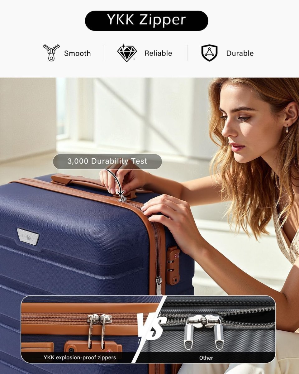 Medium Checked Suitcase 24 Inch Lightweight Hard Shell TSA Spinner Wheels - Kwikley