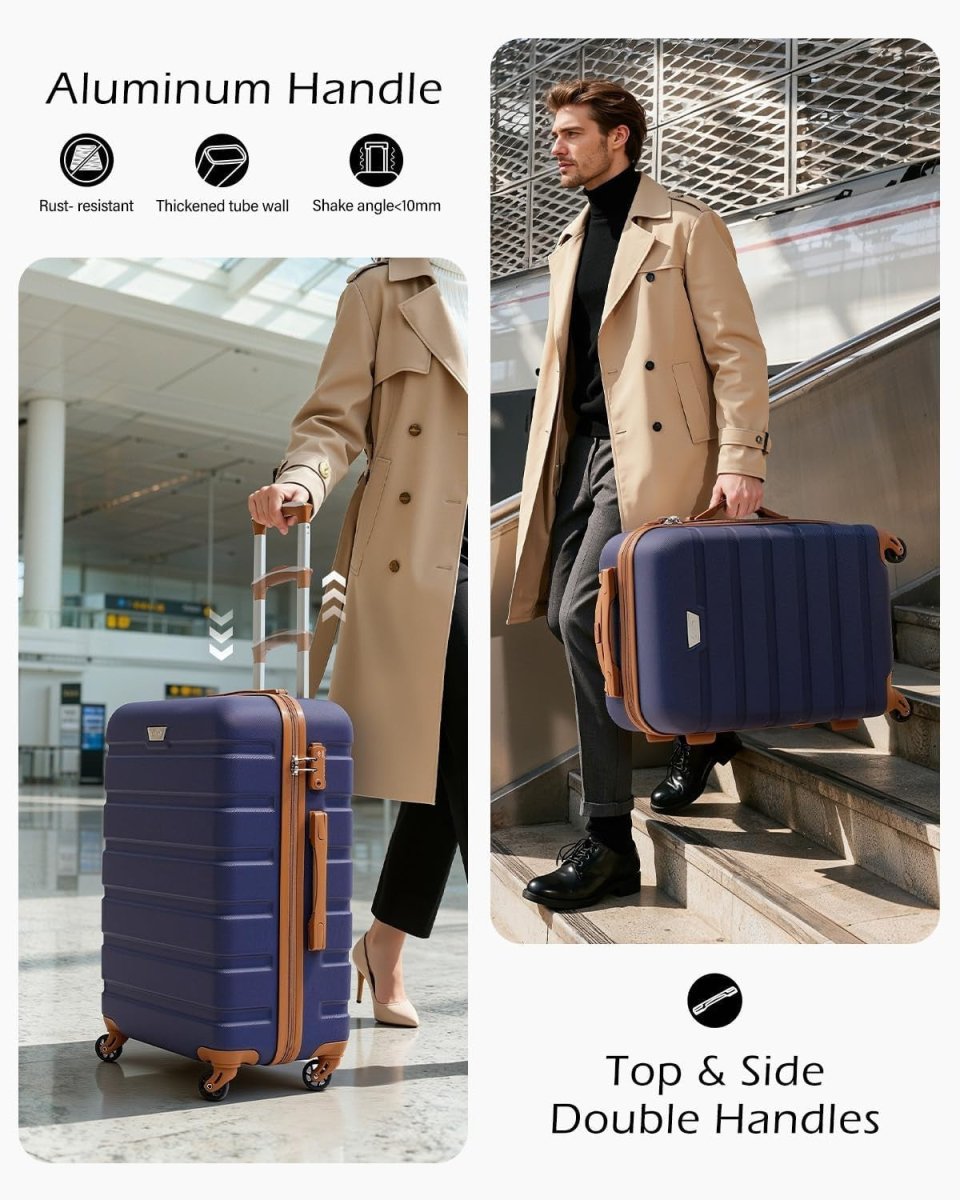 Medium Checked Suitcase 24 Inch Lightweight Hard Shell TSA Spinner Wheels - Kwikley