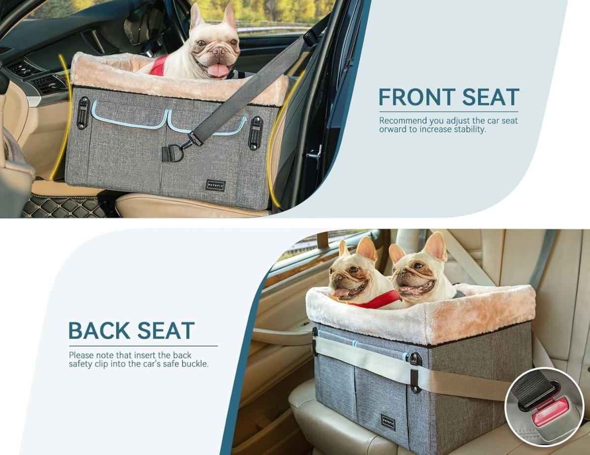 Medium Dog Car Seat Booster Bed Safety Harness Washable Pad 20kg - Kwikley