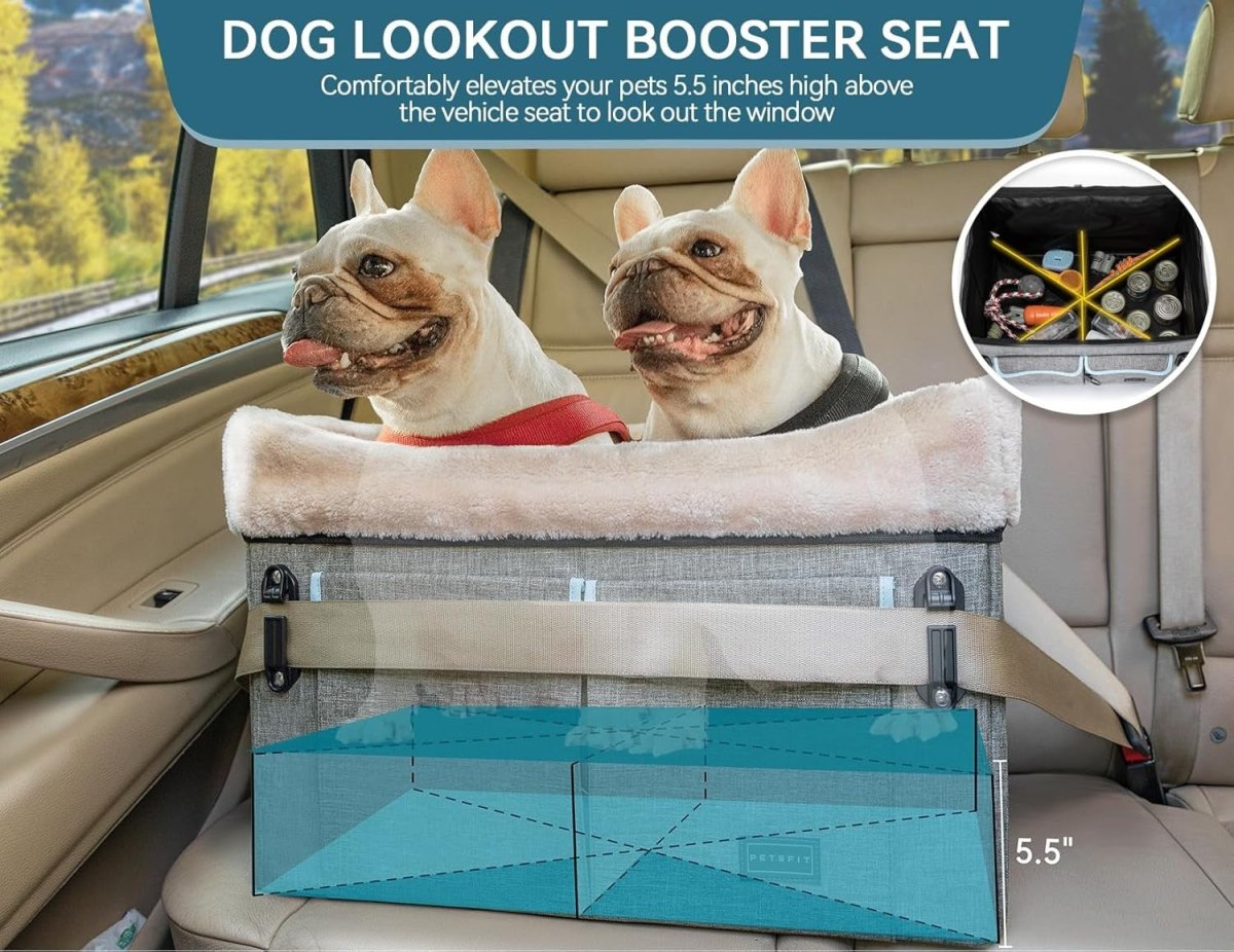 Medium Dog Car Seat Booster Bed Safety Harness Washable Pad 20kg - Kwikley