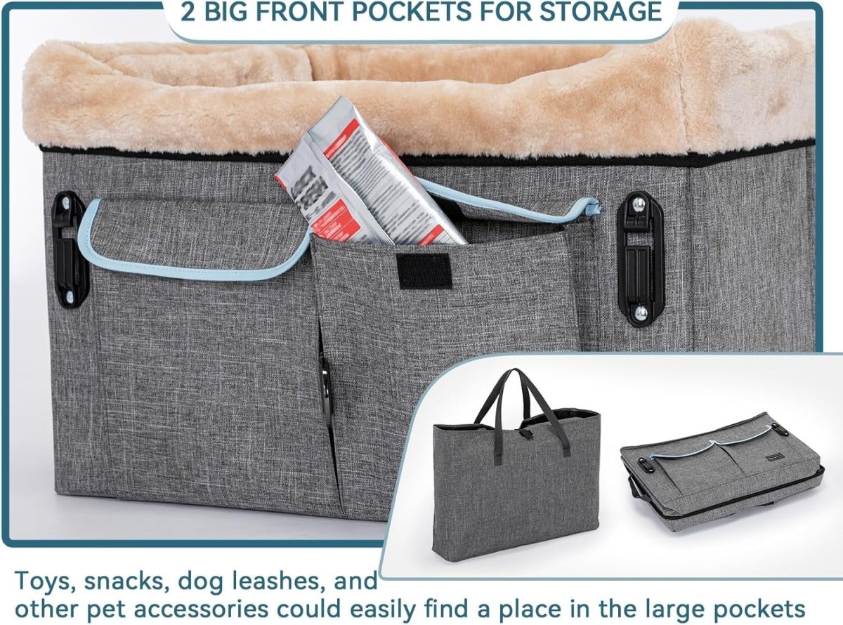 Medium Dog Car Seat Booster Bed Safety Harness Washable Pad 20kg - Kwikley