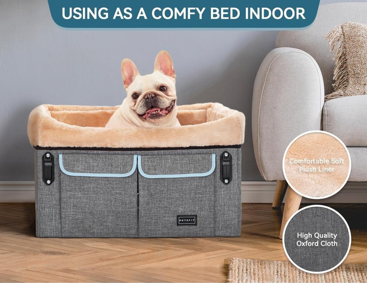 Medium Dog Car Seat Booster Bed Safety Harness Washable Pad 20kg - Kwikley