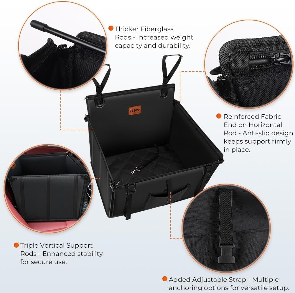 Medium Dog Car Seat Waterproof Foldable Booster Bed Non Slip 20kg - Kwikley