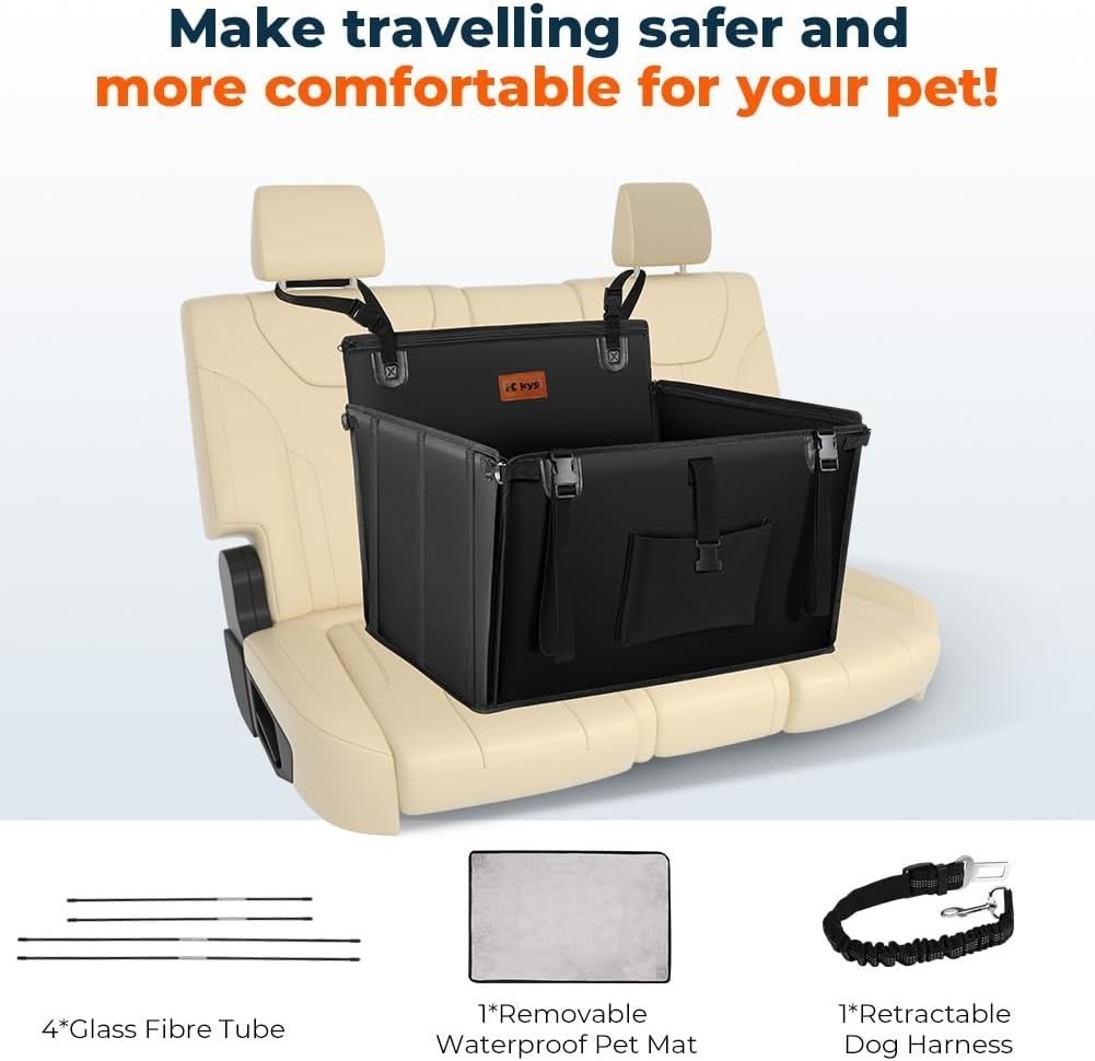 Medium Dog Car Seat Waterproof Foldable Booster Bed Non Slip 20kg - Kwikley
