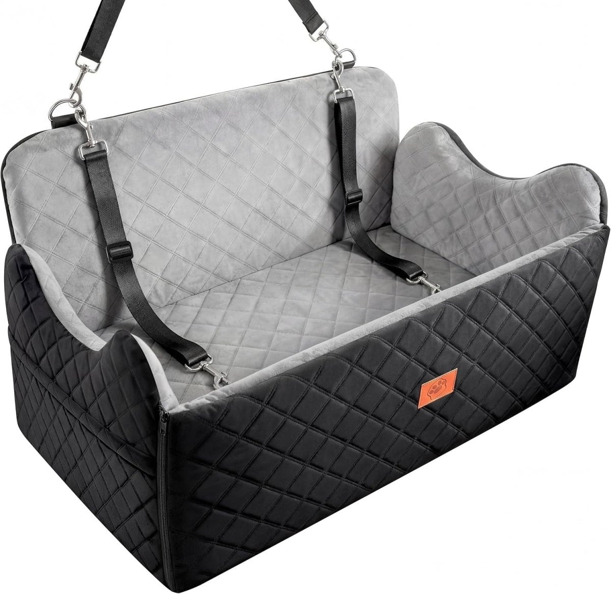 Medium Large Dog Booster Car Seat Plush Travel Bed Washable 55lb - Kwikley