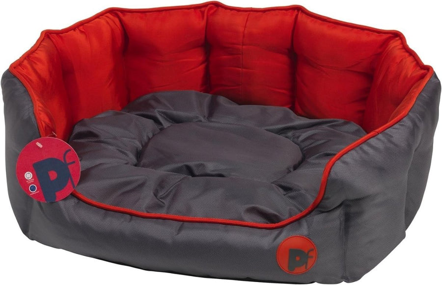 Medium Luxury Oval Dog Bed Washable Removable Cushion Red - Kwikley