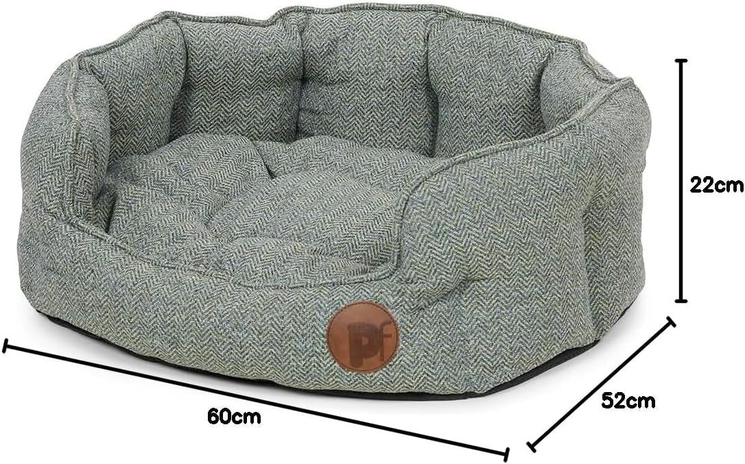Medium Oval Dog Bed 60x52x22cm Washable Cushion Sage - Kwikley
