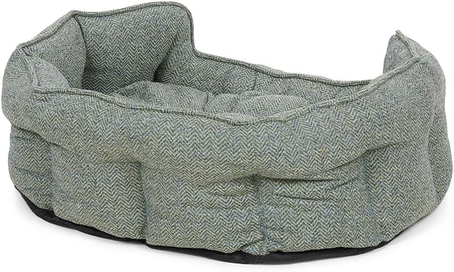 Medium Oval Dog Bed 60x52x22cm Washable Cushion Sage - Kwikley