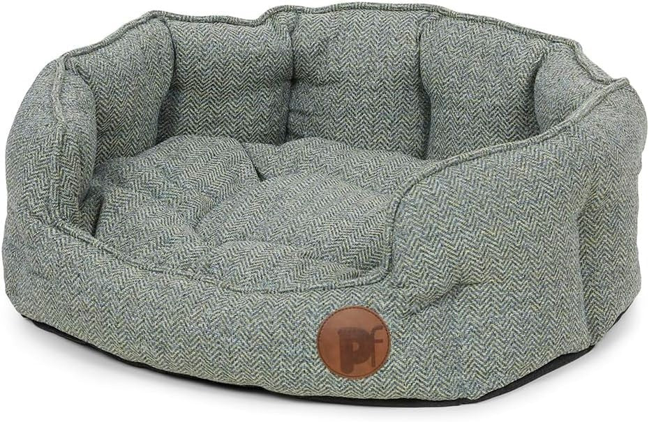 Medium Oval Dog Bed 60x52x22cm Washable Cushion Sage - Kwikley