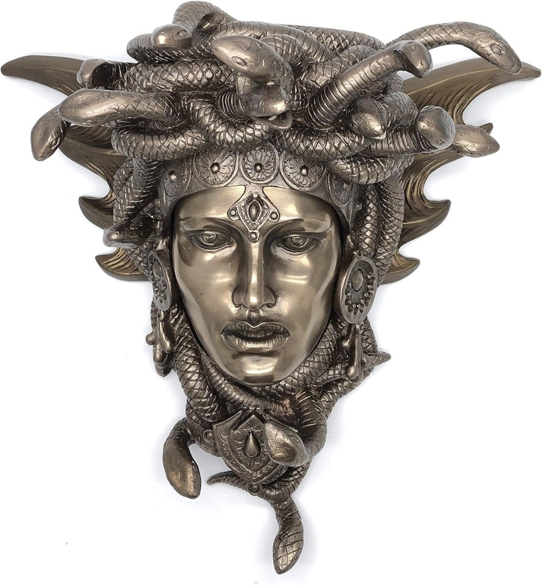 Medusa Wall Plaque Bronze Effect Head Sculpture 24cm Gothic Decor - Kwikley