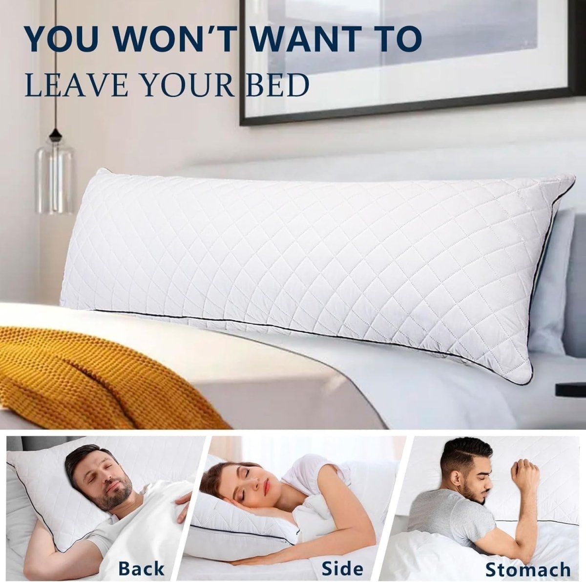 Memory Foam Body Pillow 152x50cm Full Length Cervical Support Pillow - Kwikley