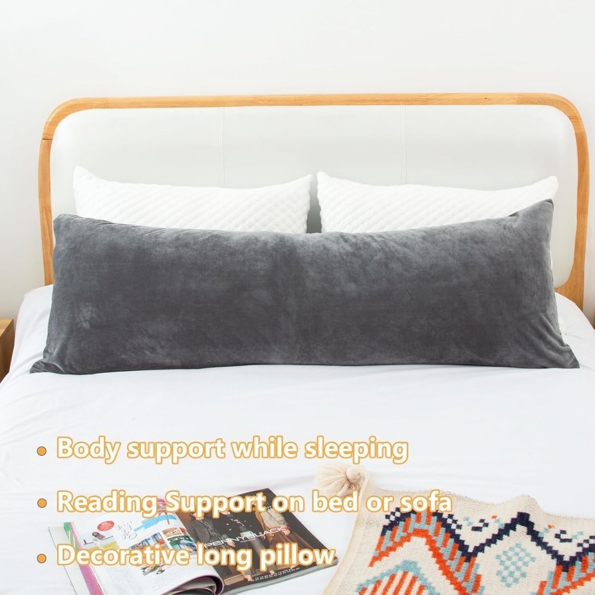 Memory Foam Body Pillow Full Length 152x50cm Cervical Support Sleep Pillow - Kwikley