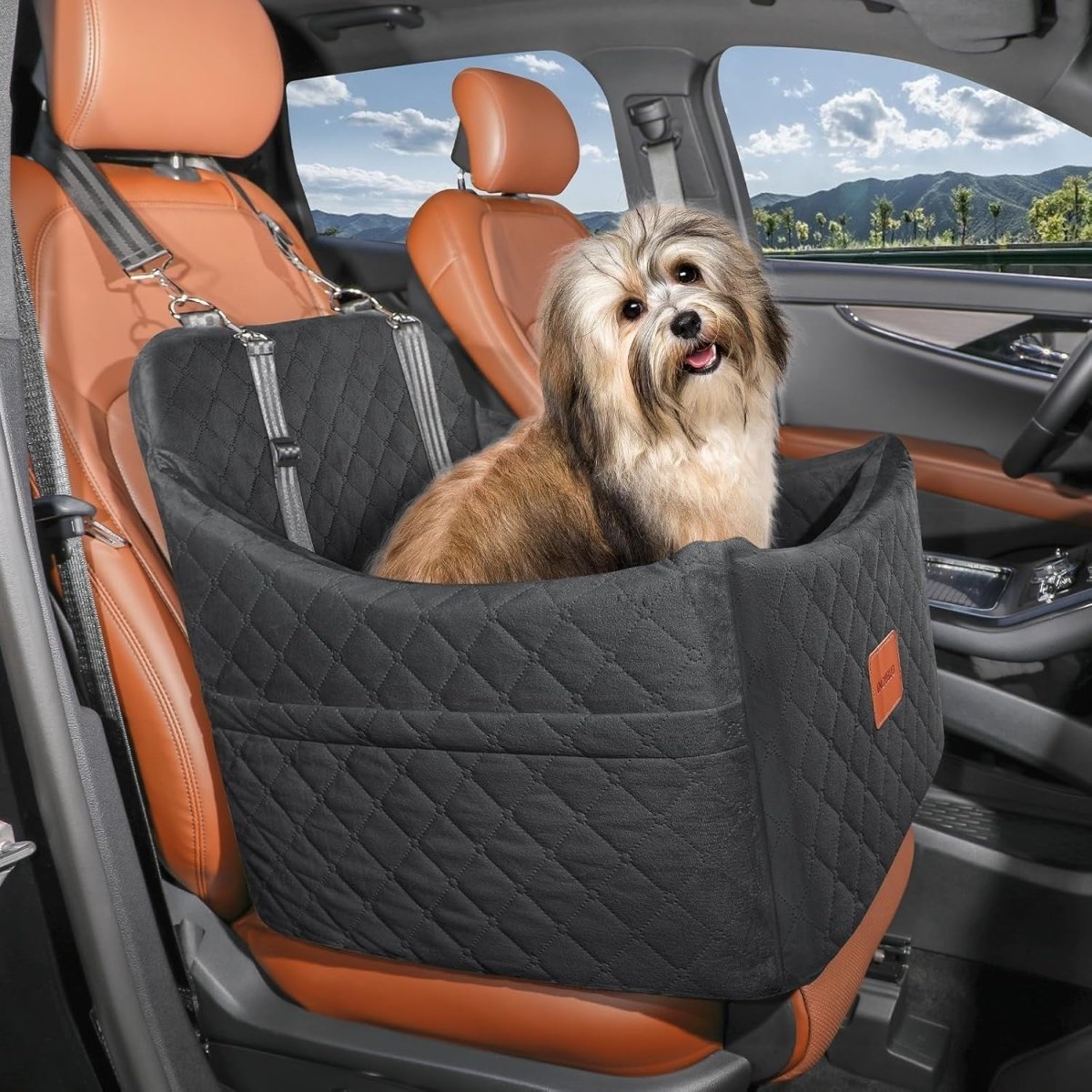 Memory Foam Dog Booster Car Seat Washable Pet Travel Bed 35lb Black - Kwikley