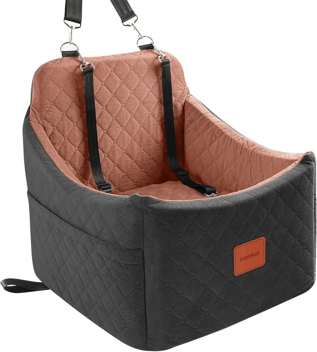 Memory Foam Dog Booster Car Seat Washable Travel Bed 35lb Black Brown - Kwikley
