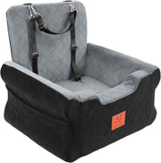 Memory Foam Dog Booster Car Seat Washable Travel Bed 35lb Black Grey - Kwikley