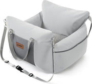 Memory Foam Dog Car Seat Booster Bed Safety Leash Washable Grey - Kwikley