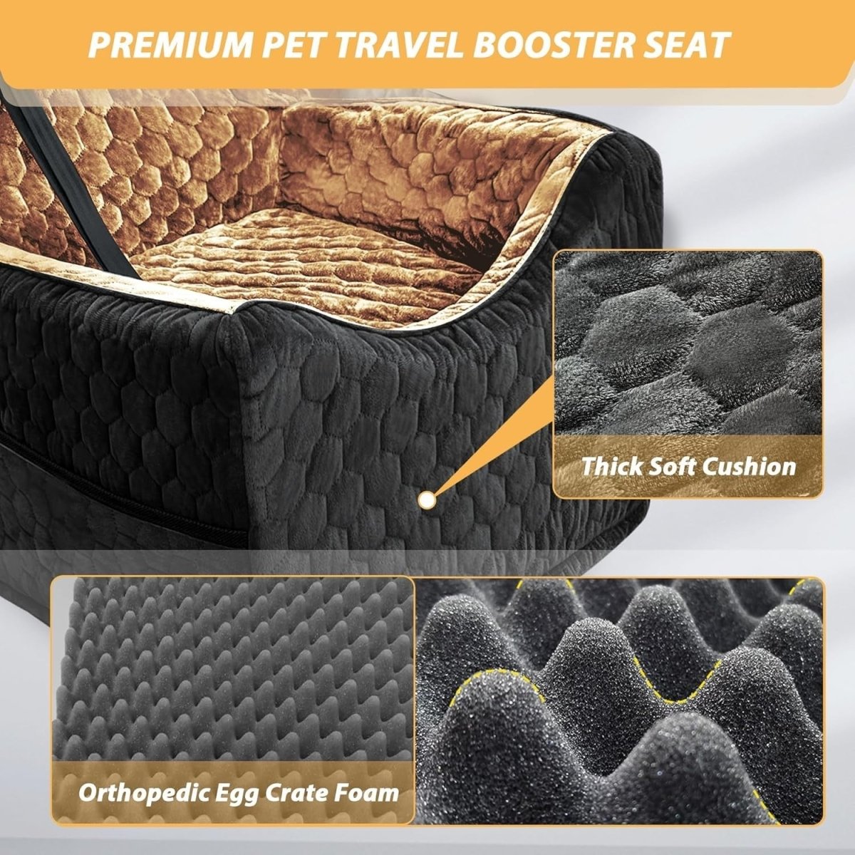 Memory Foam Dog Car Seat Booster Bed Washable Cover Pet Travel 35lb - Kwikley
