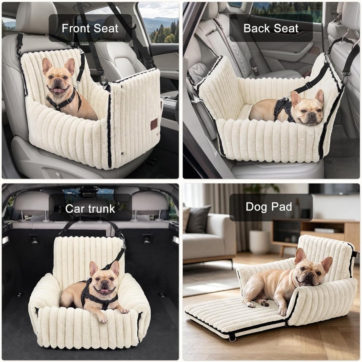 Memory Foam Dog Car Seat Booster Bed Washable Travel Carrier 25lb - Kwikley