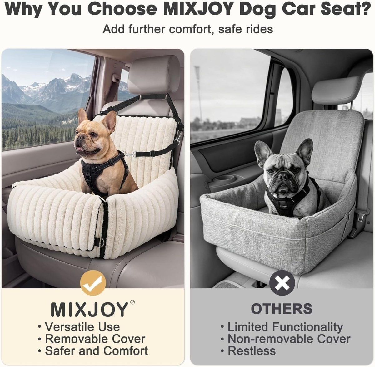 Memory Foam Dog Car Seat Booster Bed Washable Travel Carrier 25lb - Kwikley