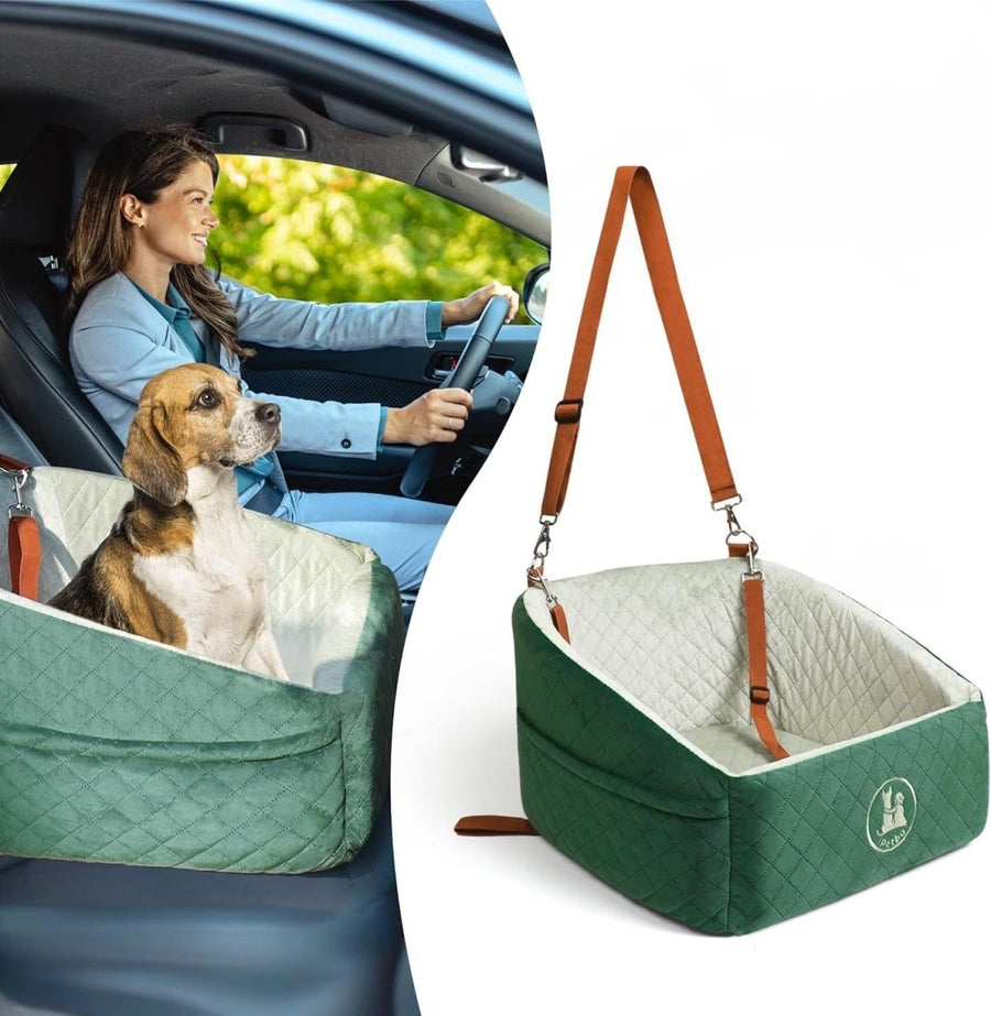 Memory Foam Dog Car Seat Booster Bed Washable Travel Carrier Up To 30lb - Kwikley