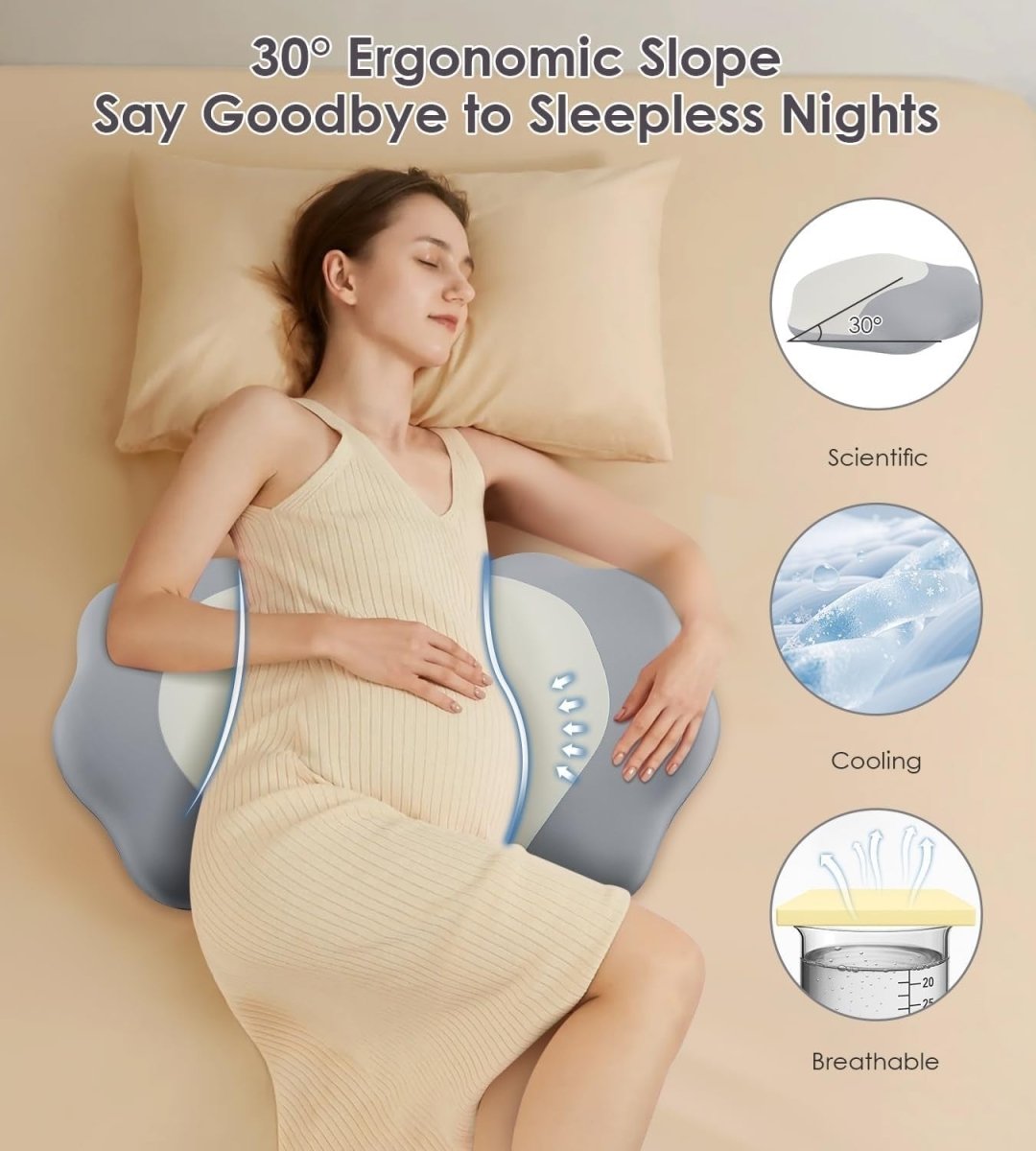 Memory Foam Pregnancy Pillow Wedge Maternity Side Sleeper Back Belly Support - Kwikley