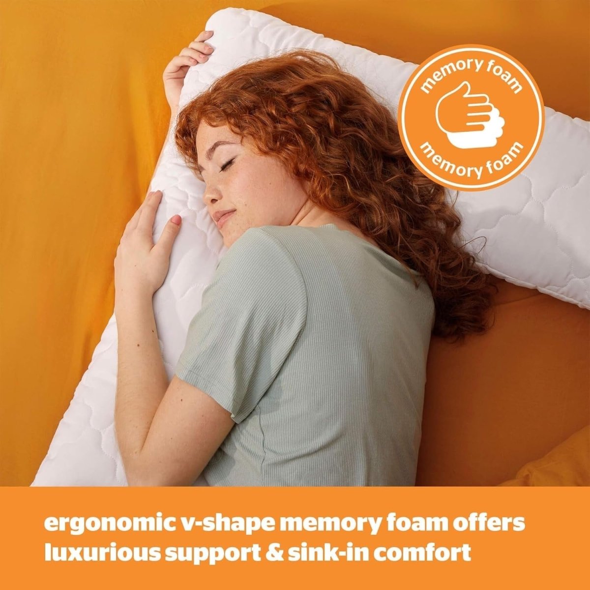 Memory Foam V Shape Pillow Orthopedic Support Back Neck Pregnancy Sleep - Kwikley
