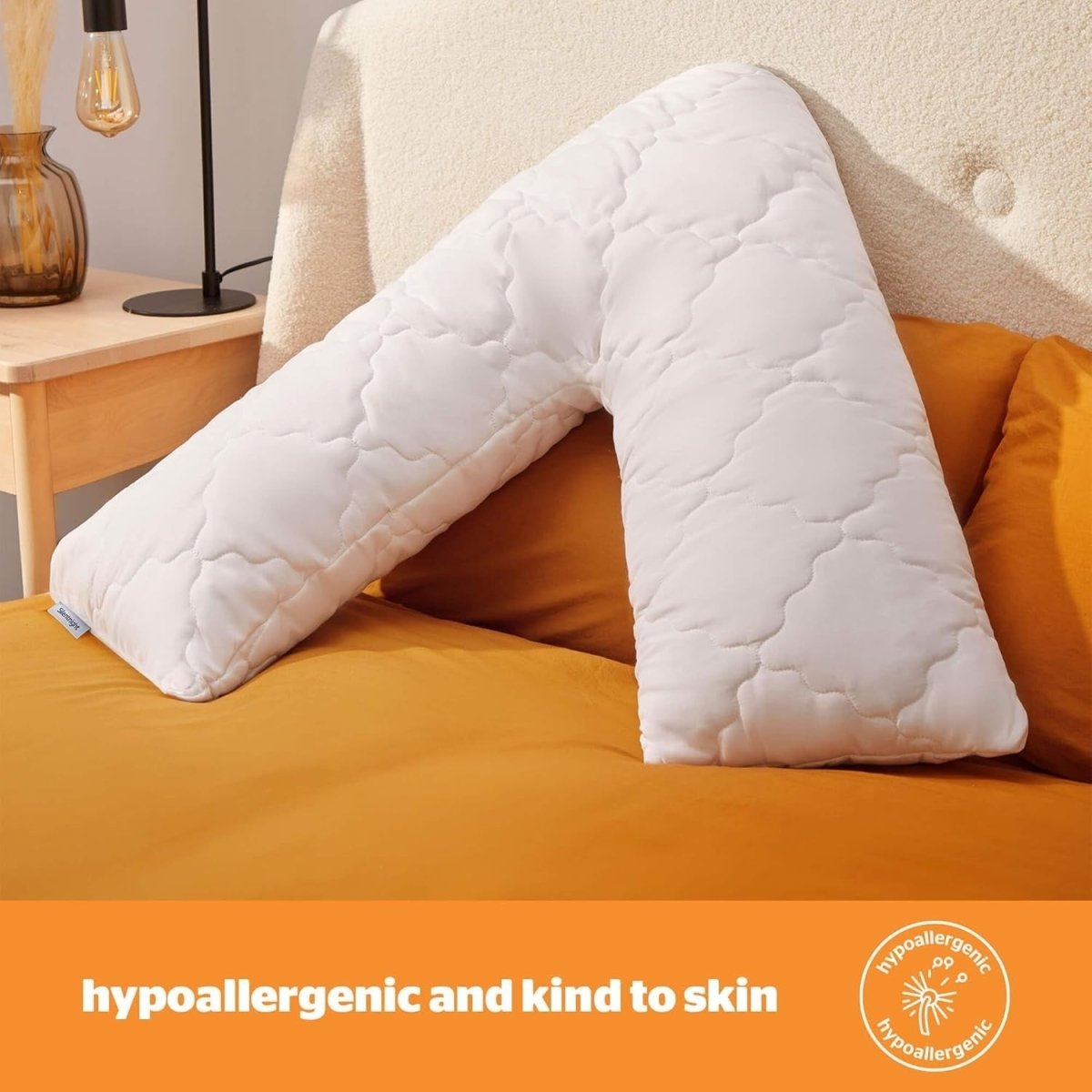 Memory Foam V Shape Pillow Orthopedic Support Back Neck Pregnancy Sleep - Kwikley