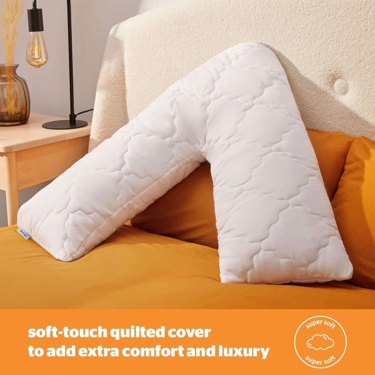 Memory Foam V Shape Pillow Orthopedic Support Back Neck Pregnancy Sleep - Kwikley