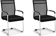 Mesh Reception Chairs Set 2 Stackable Office Guest Sled Base - Kwikley
