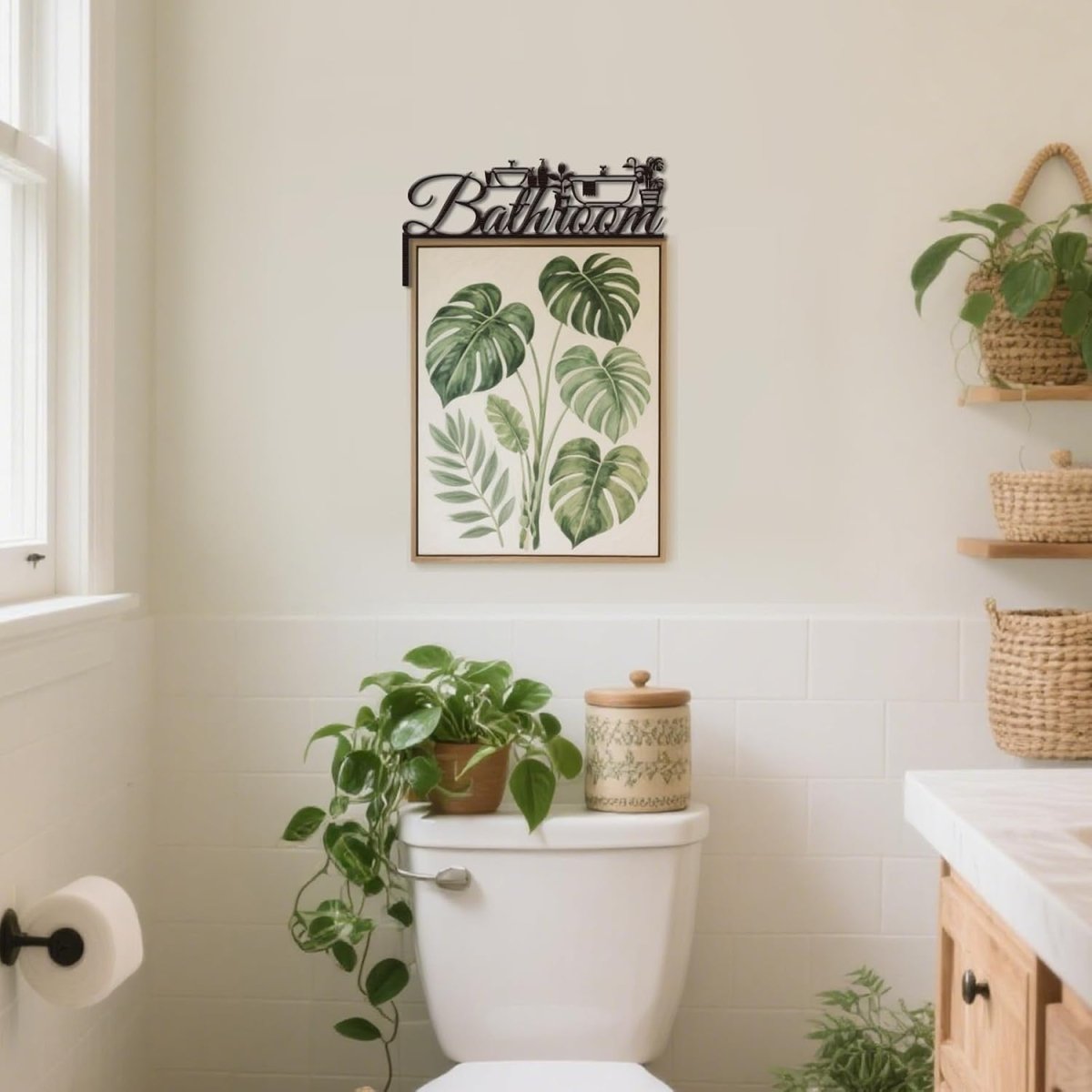 Metal Bathroom Door Topper Sign 30x15cm Modern Wall Decor - Kwikley