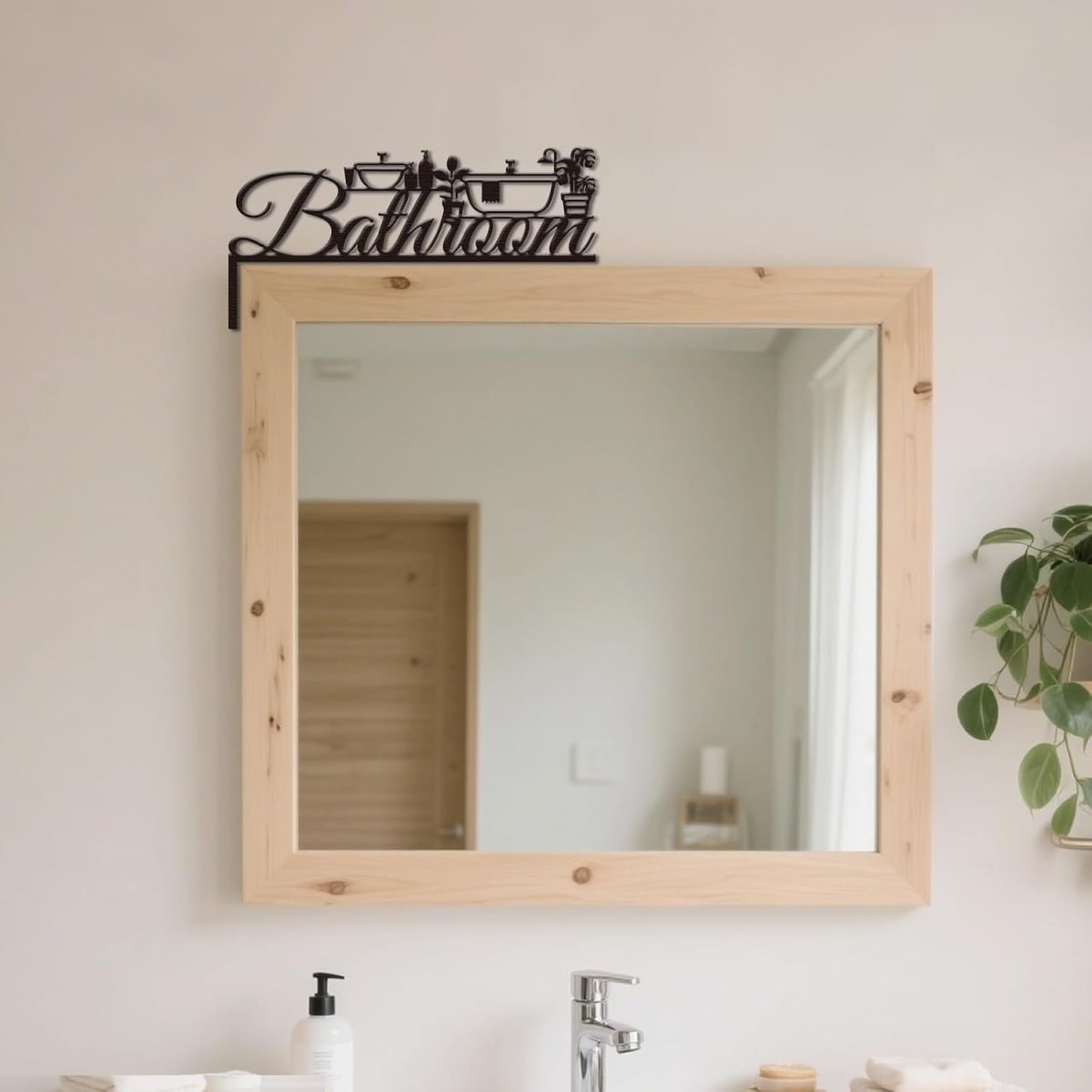 Metal Bathroom Door Topper Sign 30x15cm Modern Wall Decor - Kwikley