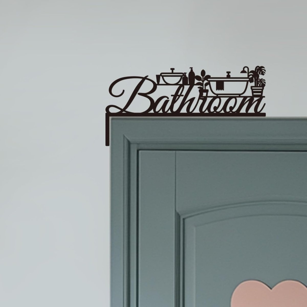 Metal Bathroom Door Topper Sign 30x15cm Modern Wall Decor - Kwikley